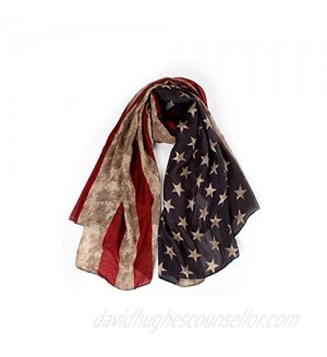 LRRH Vintage American Flag Scarf Unisex Fashion Premium Patriotic Red Khaki and Blue American Flag Infinity Shawl Scarf