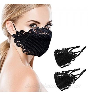 Masquerade Black Lace-Masks for Women Party Reusable Breathable Cloth Silk Face-Mask Scarf