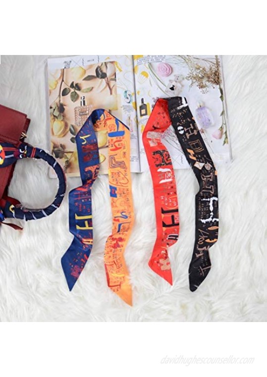 Obosoyo 2pcs/4pcs/5pcs/7pcs Fashion Bag Handbag Handle Ribbon Scarf Neckerchief Scarf Hair Head Band Decoration