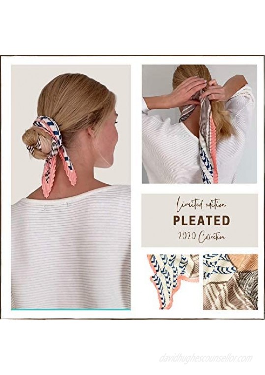 Pleated Scarfs for Women – Silky Hair Scarf – Bandana Headband - Head Scarf – Gifts for Women