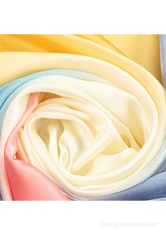 RIIQIICHY 35 Square Silk Like Scarf for Women Head Hair Wrapping Scarves Night Sleeping Ombre Gradiente Scarfs