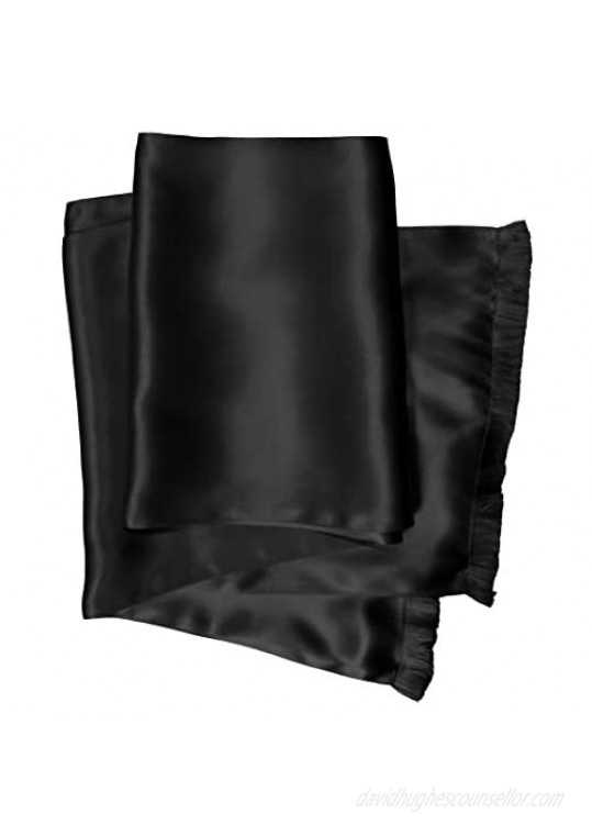 Royal Silk Aviator Scarf - Black - Soft Sleek Stylish Genuine 100% Satin Silk