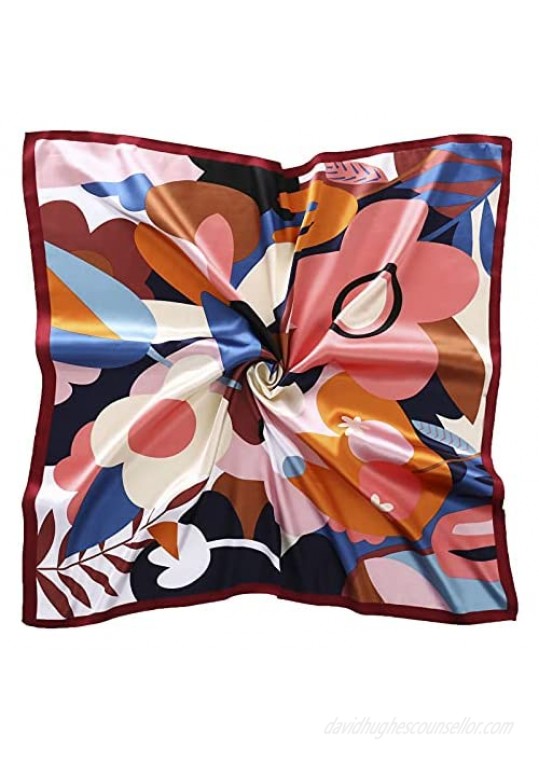 Silk Like Head Scarf - 35" Square Fashion Silk Feeling Scarf for Women's Hair Wrapping at Night.