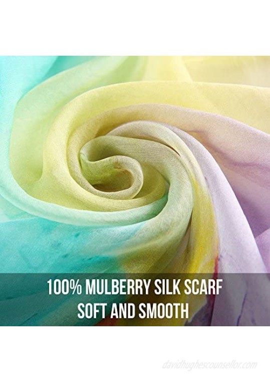 STORY OF SHANGHAI Womens 100% Mulberry Silk Head Scarf For Hair Ladies Silk Floral Head Scarfs