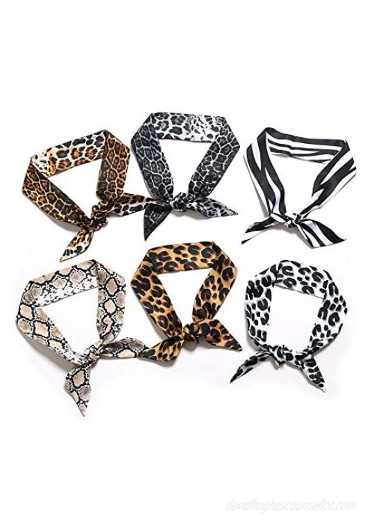 Uainhrt 6pcs Creative Leopard Grain Series Bag Handbag Handle Ribbon Scarf Hair Head Band Neck Scarf Neckerchief Scarf Fashion Gifts