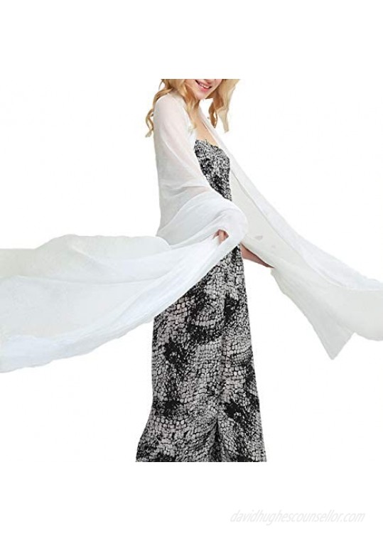Women's Silk Shawl Large Long Sheer Scarf Lightweight Chiffon Plain Sarong Wrap 75''x43''