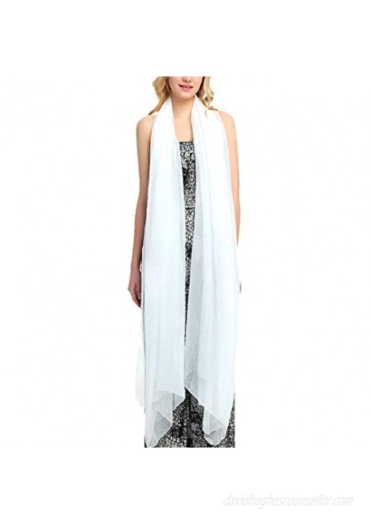 Women's Silk Shawl Large Long Sheer Scarf Lightweight Chiffon Plain Sarong Wrap 75''x43''