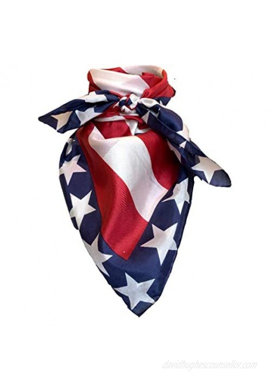Wyoming Traders Wild Rag Liberty Patriotic Red White Blue America Silk Scarf