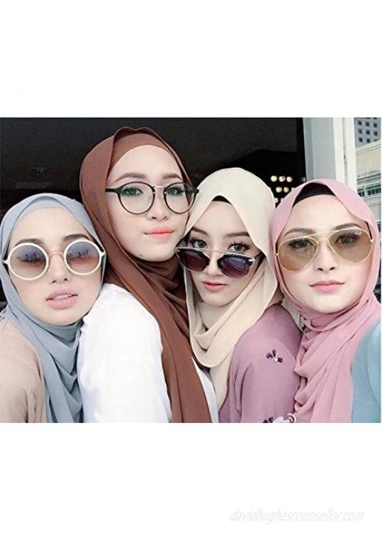 Yeieeo Chiffon Head Wraps for Women - Solid Color Fashion Bubble Chiffon Scarf Hijab