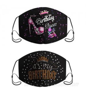 2 Pcs Queen Birthday Face Mask For Women With Filter Adjustable Breathable It's My Birthday Mask