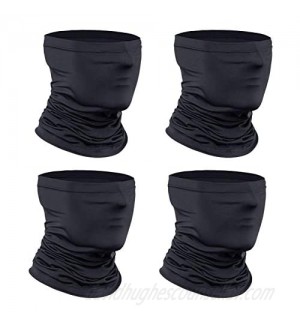 [4-Pack] Neck Gaiter Scarf  Breathable Face Bandana Cover Cooling Neck Gaiter for Men Women Cycling Hiking Fishing. Black