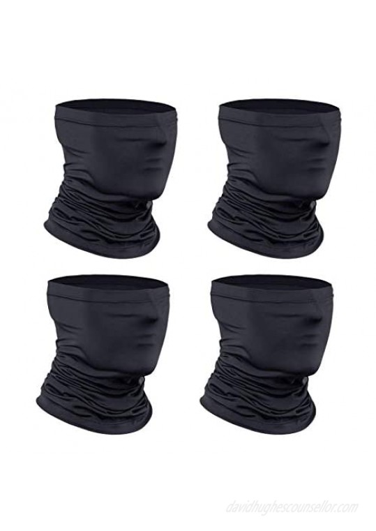[4-Pack] Neck Gaiter Scarf  Breathable Face Bandana Cover Cooling Neck Gaiter for Men Women Cycling Hiking Fishing. Black