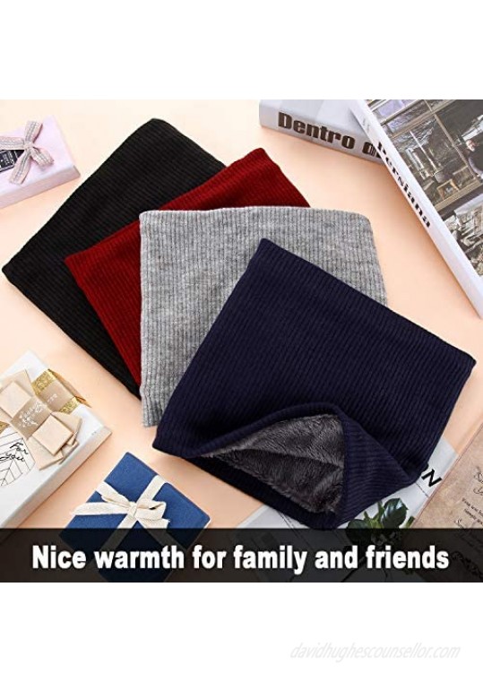 4 Pieces Winter Neck Warmer Fleece Lined Tube Scarf Thicken Knitted Windproof Bandana for Men and Women