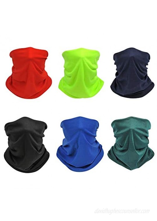 6 Pcs Neck Gaiter Dust Face Cover mask Quickly Dry Breathable Bandana Scarf Masks for Men and Women
