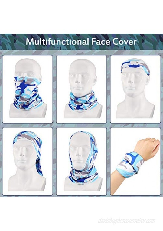 8 Pieces Summer Face Cover UV Protection Neck Gaiter Scarf Bandanas and Ice Silk Cooling Arm Sleeves Unisex for Women Men Outdoor Sports 4 Styles