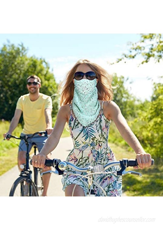 9 Pieces Chiffon Face Cover Scarf Ear Loops Neck Gaiter Sun Protection Balaclavas Bandanas for Women Cycling Outdoor Sports
