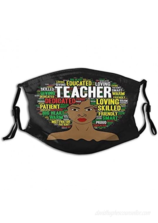 Adults African American Teacher Face Scarf - Windproof Face Covering Bandana Neck Gaiter for Sports  Outdoors 1 Pcs