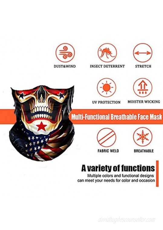 Balaclava Face Sun Mask Skull Pattern Headwear Neck Gaiter for Men 3D Dust Mask Sun UV Dust Wind Proof (Multi)