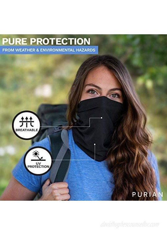 Bamboo Neck Gaiter for Men & Women | Breathable UV Dust Protection | Washable & Reusable | Black