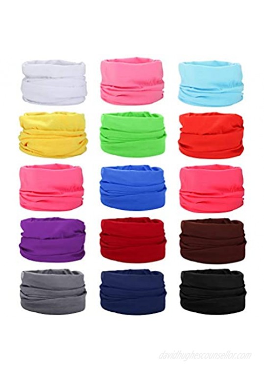 Besteel 15Pcs Seamless Scarf Bandanas Headwrap Face Scarves Headwear UV Protection Neck Gaiters for Outdoor Sports