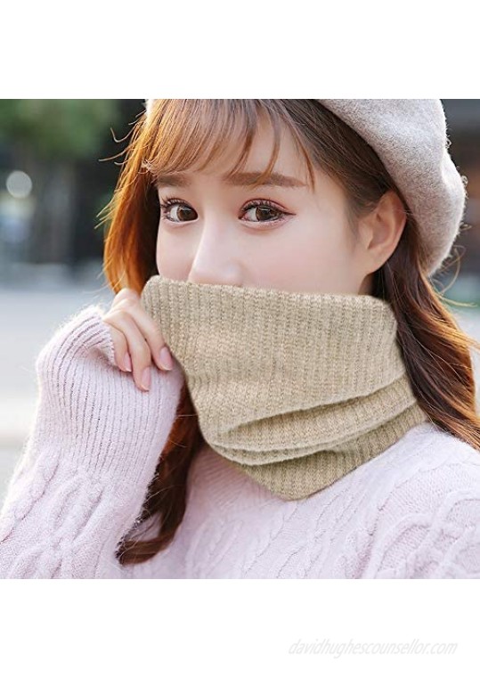 Chalier Infinity Scarf Winter Double-Layer Neck Warmer Knit Fleece Lined Circle Loop Scarves Gifts