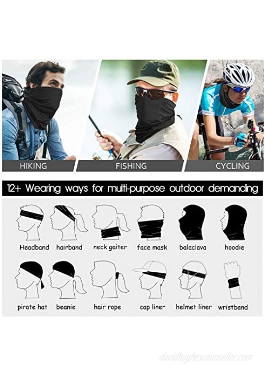 Citoor Neck Gaiter Breathable Cooling Face Mask with Filter Sun UV Protection Black for Cycling Running Hiking