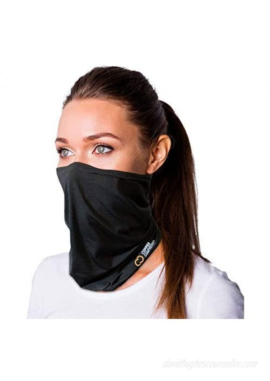 Copper Compression Face Covering and Neck Gaiter for Men and Women Black