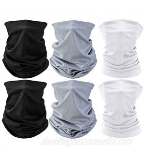 DAIXI Neck Gaiter (6pcs)  Face Cover Scarf  Summer Cool Breathable Lightweight  Ideal for Fishing  Hiking  Running and Cycling(2 black+2 white+2 gray)