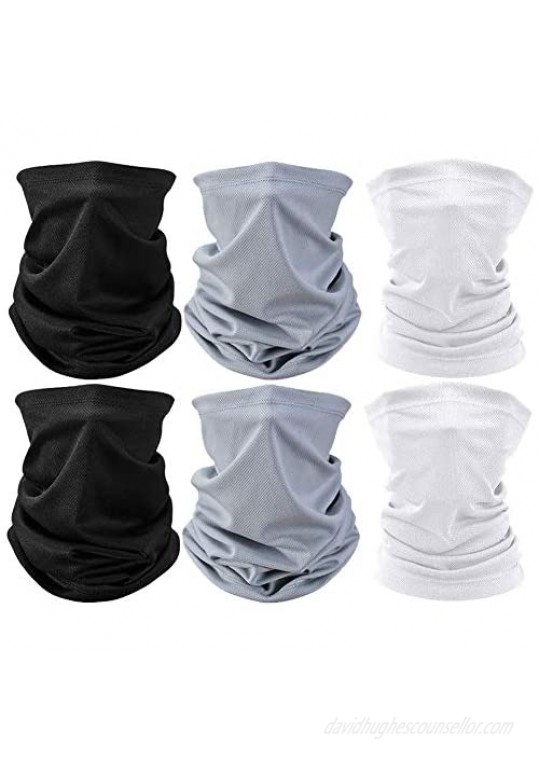 DAIXI Neck Gaiter (6pcs)  Face Cover Scarf  Summer Cool Breathable Lightweight  Ideal for Fishing  Hiking  Running and Cycling(2 black+2 white+2 gray)