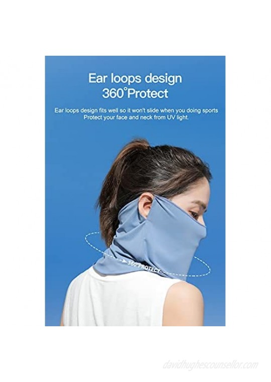 Golovejoy Summer Neck Gaiter Cool Breathable Sun Protection Anti-UV Face Cover Mask Contain Hyaluronic Acid for Women