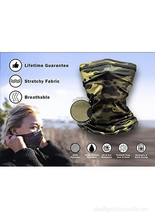 Johan & John Breathable Face Mask Neck Gaiter – Camo Gaiter Mask for Men & Women w/a Secure Comfortable Fit for Sports & Everyday Wear – Face Mask Washable 100% Polyester