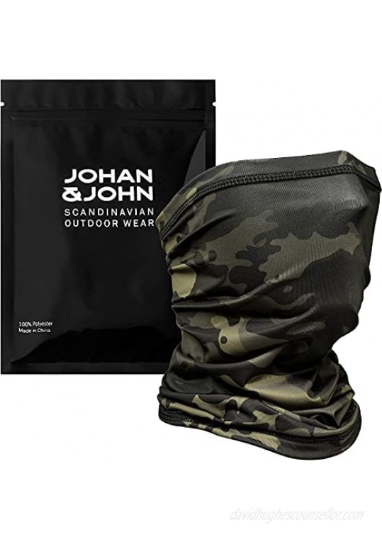 Johan & John Breathable Face Mask Neck Gaiter – Camo Gaiter Mask for Men & Women w/a Secure Comfortable Fit for Sports & Everyday Wear – Face Mask Washable 100% Polyester