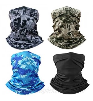 K-Elewon 4 Pack Outdoor Magic Headband Face Bandana Neck Gaiter Face Cover Scarf Sport Headwear for Yoga Hiking Riding