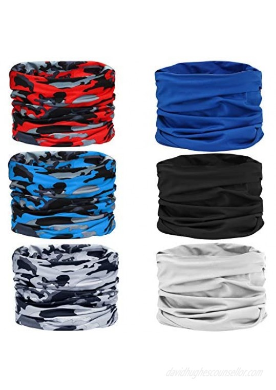 Mukum 6Pcs Sun UV Protection Face Mask Cooling Neck Gaiter Windproof Scarf Dust Breathable Bandana for Sport&Outdoor