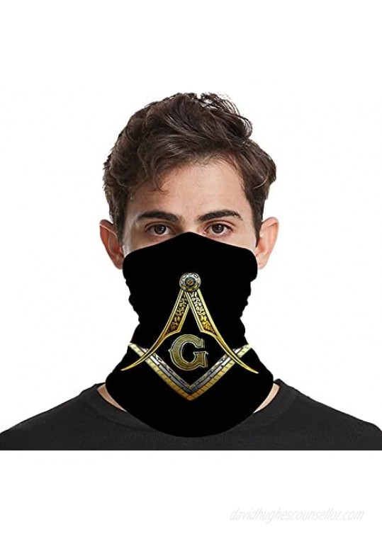 Multifunction Neck Gaiter face Mask for Cooling Summer，Master Masonic Unisex Breathable Bandana Seamless Balaclavas for Dust Outdoor Fishing and Sports Face Cover Scarf