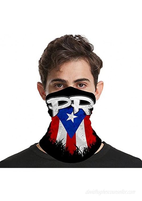 Multifunction Neck Gaiter face Mask for Cooling Summer，Puerto Rico Pr Flag Unisex Breathable Bandana Seamless Balaclavas for Dust Outdoor Fishing and Sports Face Cover Scarf