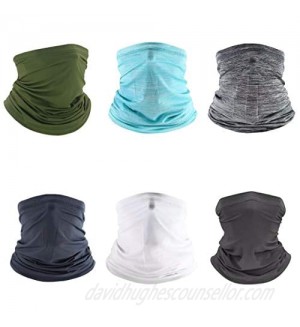 Neck Gaiter 6 Pcs Summer Face Cover UV Protection Neck Gaiter Scarf Sunscreen Breathable Bandana for Sports
