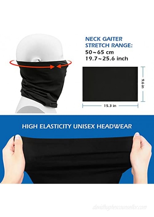 Neck Gaiter Reusable Face Cover Scarf Neck Face Mask for Men and Women Breathable Face Gaiters Masks for Sun UV Dust Wind Protection (Black Black White Camouflage - 4 Pack)
