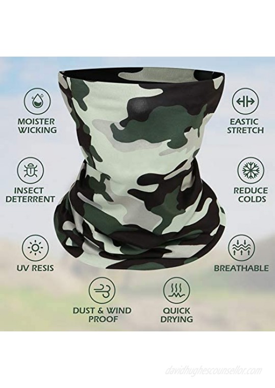 Neck Gaiter Reusable Face Cover Scarf Neck Face Mask for Men and Women Breathable Face Gaiters Masks for Sun UV Dust Wind Protection (Camouflage - 1 Pack)