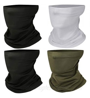 Neck Gaiter  Reusable Face Cover Scarf Neck Face Mask for Men and Women  Breathable Face Gaiters Masks for Sun UV Dust Wind Protection (Black  Black  White  Camouflage - 4 Pack)