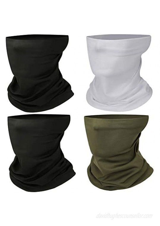 Neck Gaiter  Reusable Face Cover Scarf Neck Face Mask for Men and Women  Breathable Face Gaiters Masks for Sun UV Dust Wind Protection (Black  Black  White  Camouflage - 4 Pack)