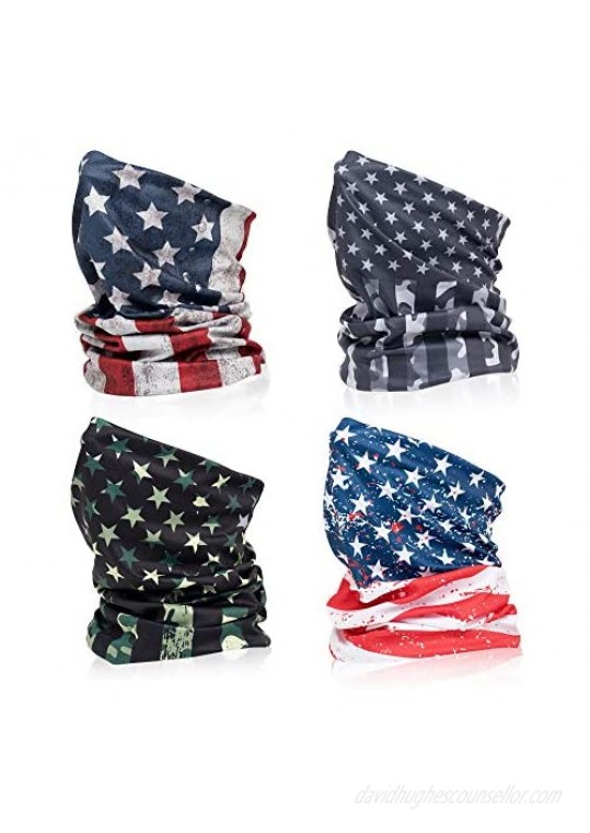 Neck Gaiters for Men and Women 4-Piece Gaiter Masks Breathable Microfiber UV Face Shields Protection Hunting Fishing 4 USA Flag Designs