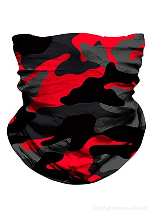 NTBOKW Neck Gaiter Face Mask for Men Women Tube Scarf Mask for Sun Wind Dust Protection Rave Motorcycle Riding Biker Fishing Hunting Festival Outdoor Summer Seamless Bandana Thin 3D Skull Flag Camo