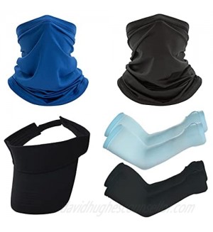 Summer UV Protection Neck Gaiter  Cooling Gaiter Mask with Sun Protection Sleeves Cover and Sun Sports Visor Hat  Cooling Neck Gaiter Set for Biking  Motorcycle  Hiking  Running  Outdoor Sports