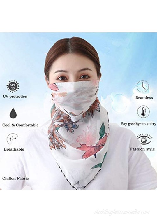 Sun Protection Mask Neck Gaiter Chiffon Silk Neck Scarf Mask Bandanas UV Protective for Dust Outdoors Sports