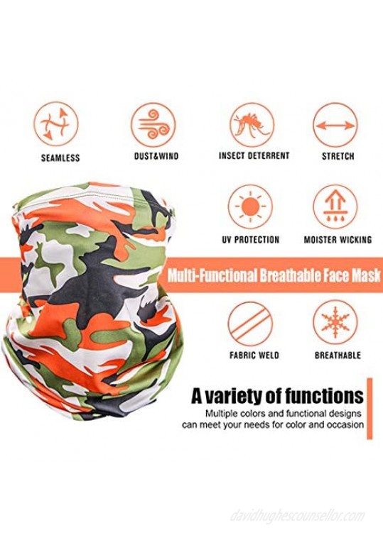 Suweor Upo 5 Pieces Windproof Neck Gaiter Sun UV Protection Face Mask Winter Neck Scarf Cover Dustproof Headband Breathable Bandana for Sport&Outdoor Cycling Climbing Fishing Hunting