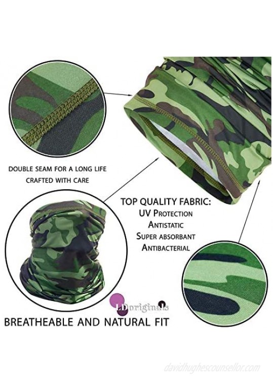 Unisex Face Bandana Neck Gaiter Set Reusable Washable Cloth Fabric Tube Scarf Balaclava for Men and Women All Season Breathable Neck Warmer