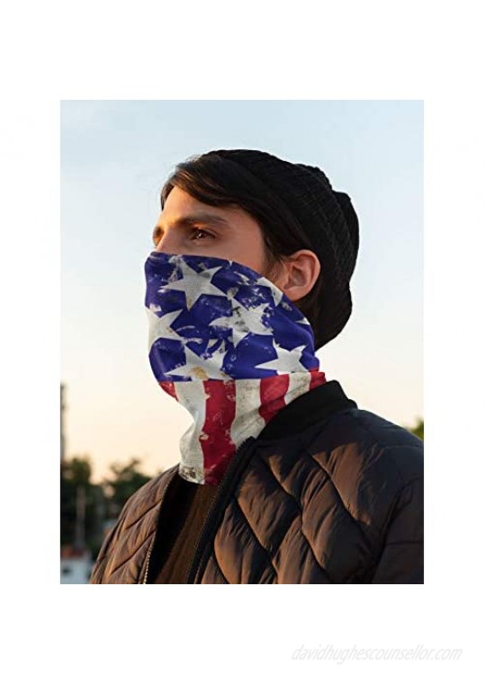 US Flag Neck Gaiter Thin Blue Line Bald Eagle American Flag Bandana Mask for Men Women Motorcycling Fishing Hiking