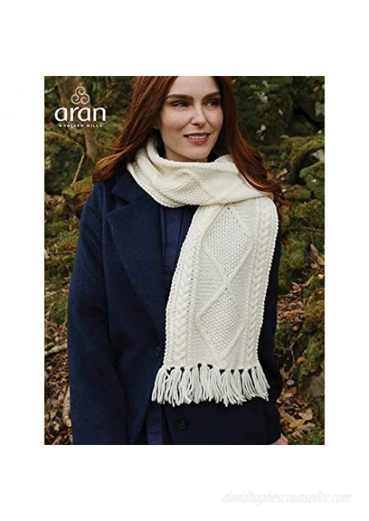 100% Irish Merino Wool Handknitted Aran Scarf by Carraig Donn