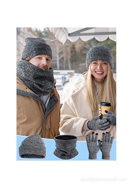 3 Piece Winter Beanie Hat Touchscreen Gloves Scarf Warm Set for Men Women